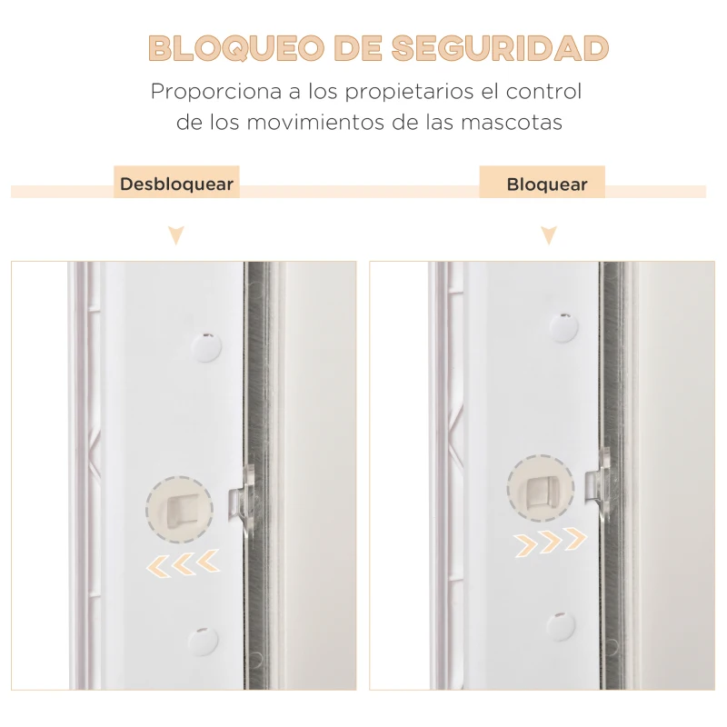 PawHut Puerta para Perros Gatera para Gatos 31,5x39x5,5 cm con Cierre Magnético de 2 Vías Sistema de Bloqueo Puerta para Mascotas de Entrada y Salida Fácil de Instalar Blanco