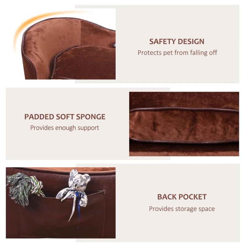 PawHut Cat Sofa, w/ Movable and Washable Cushion, 66.5L x 40.5W x 35.5H cm-Coffee