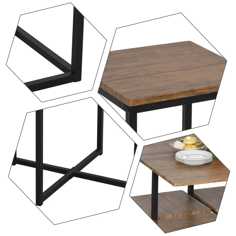HOMCOM 5 Piece Dining Table and Chairs Set 4, Industrial Space Saving Table and Chairs with Metal Frame, Square Kitchen Table and Stools for Dining Room, Brown