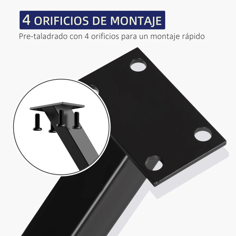 HOMCOM Conjunto de 2 Patas para Mesa Estilo Industrial 40x43 cm en Forma de X Patas de Muebles de Acero para Soporte con Protectores Tornillos de Montaje Incluidos Negro