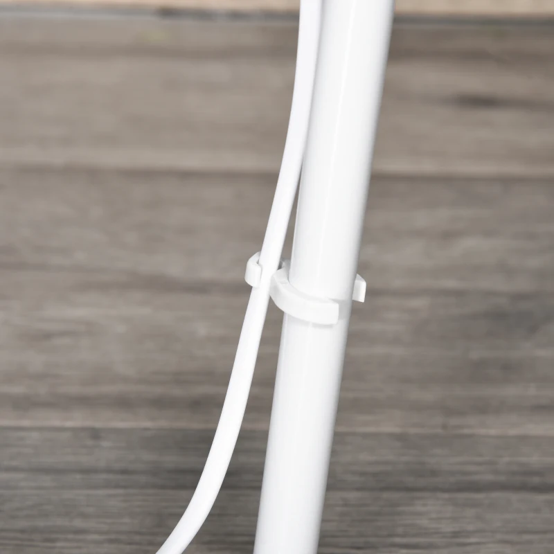 HOMCOM Lámpara de Pie Trípode de Metal Casquillo E27 de Máximo 40W con Pantalla de Lino y Estante de 2 Niveles 32,5x32,5x157,3 cm Blanco