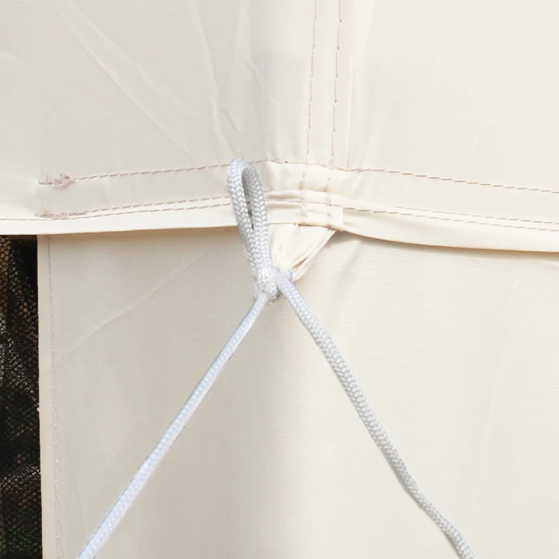 Outsunny Pérgola de Jardim 3x3m Pérgola com 4 Redes Mosquiteiras Laterais com Zíper Teto de Ventilação e 8 Orifícios de Drenagem Pérgola para Terraço Pátio Exterior Bege