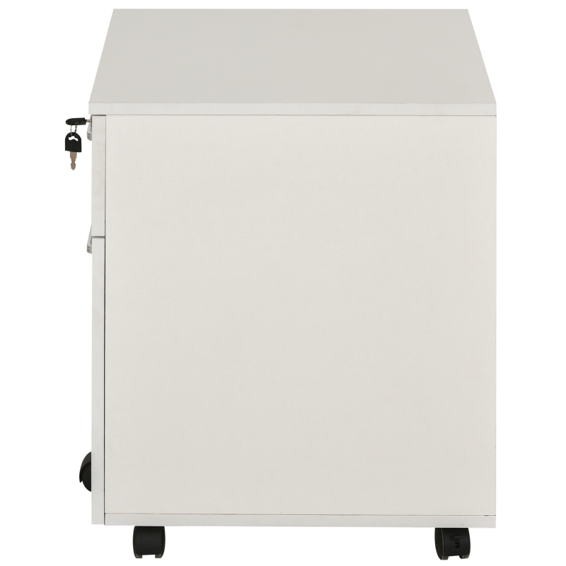 Vinsetto Cajonera de Oficina con Ruedas Mueble Archivador con 2 Cajones para Documentos en Tamaño A4 Cerradura 40x49x58 cm Blanco