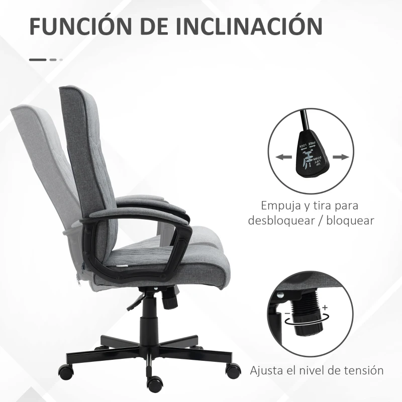 Vinsetto Silla de Oficina con Respaldo Alto Altura Ajustable y Función de Inclinación 65x72x102-112,5 cm Gris Oscuro