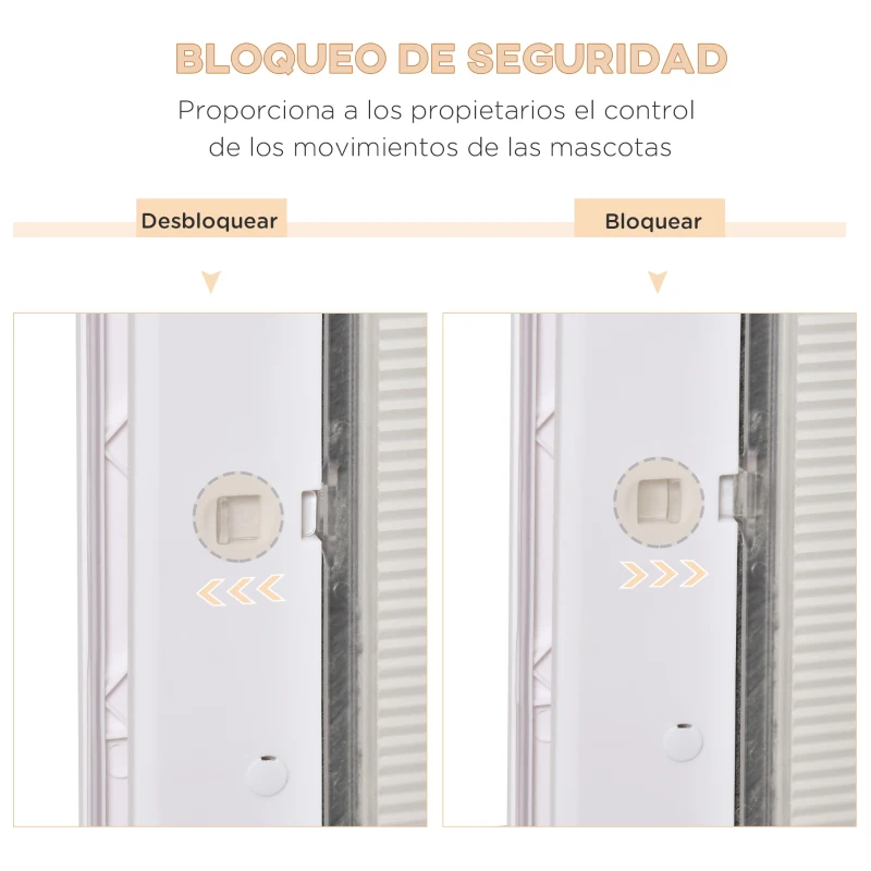 PawHut Puerta para Perros Gatera para Gatos 38,6x52x5,5 cm con Cierre Magnético de 2 Vías Sistema de Bloqueo Puerta para Mascotas de Entrada y Salida Fácil de Instalar Blanco