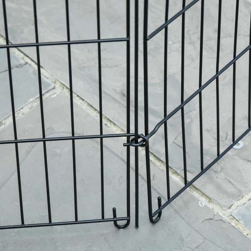 PawHut Parque para Animais de Estimação com 8 Paineis 71x91,5cm Dobrável Cerca para Animais de Estimação com Porta com Trava para Jardim Pátio Exterior Preto