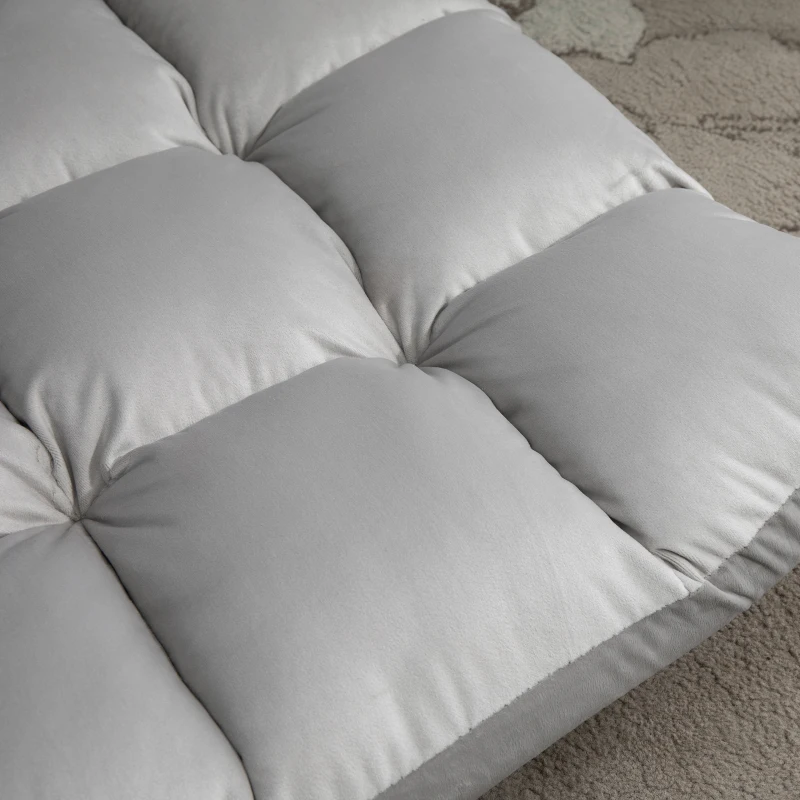 HOMCOM Fotoliu Relax pentru podea cu spatar inclinat la 180°, husa si captuseala groasa, 71x55x53,5 cm, gri deschis(m-8)