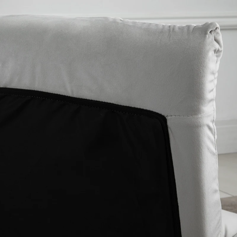 HOMCOM Fotoliu Relax pentru podea cu spatar inclinat la 180°, husa si captuseala groasa, 71x55x53,5 cm, gri deschis(m-9)