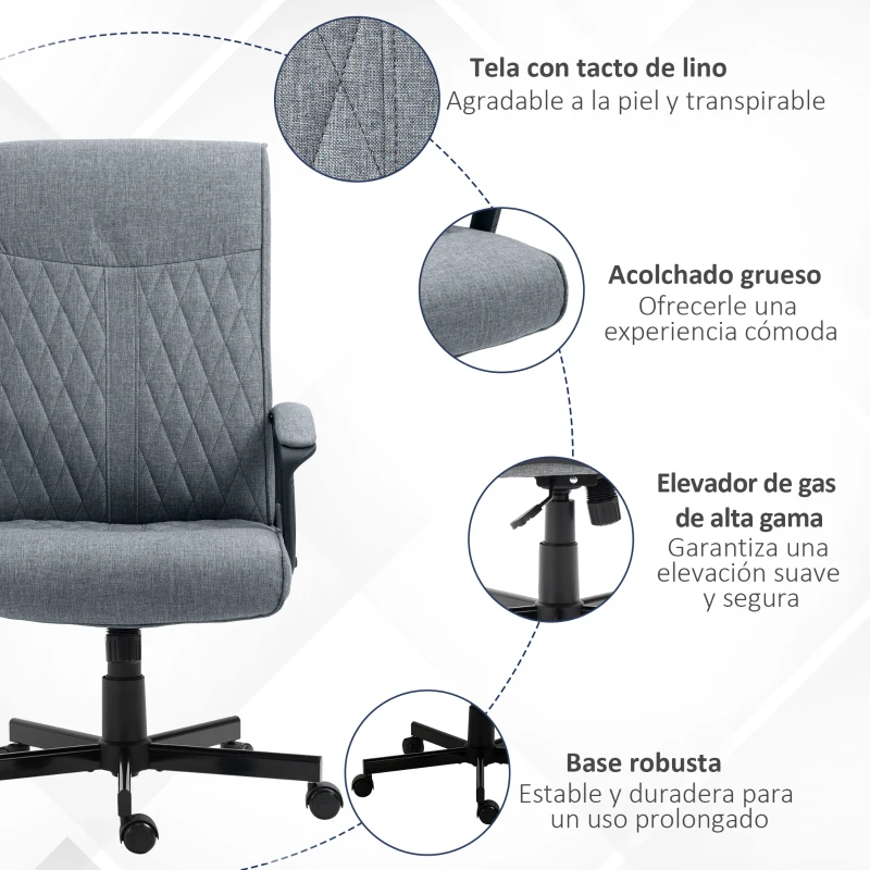 Vinsetto Silla de Oficina con Respaldo Alto Altura Ajustable y Función de Inclinación 65x72x102-112,5 cm Gris Oscuro