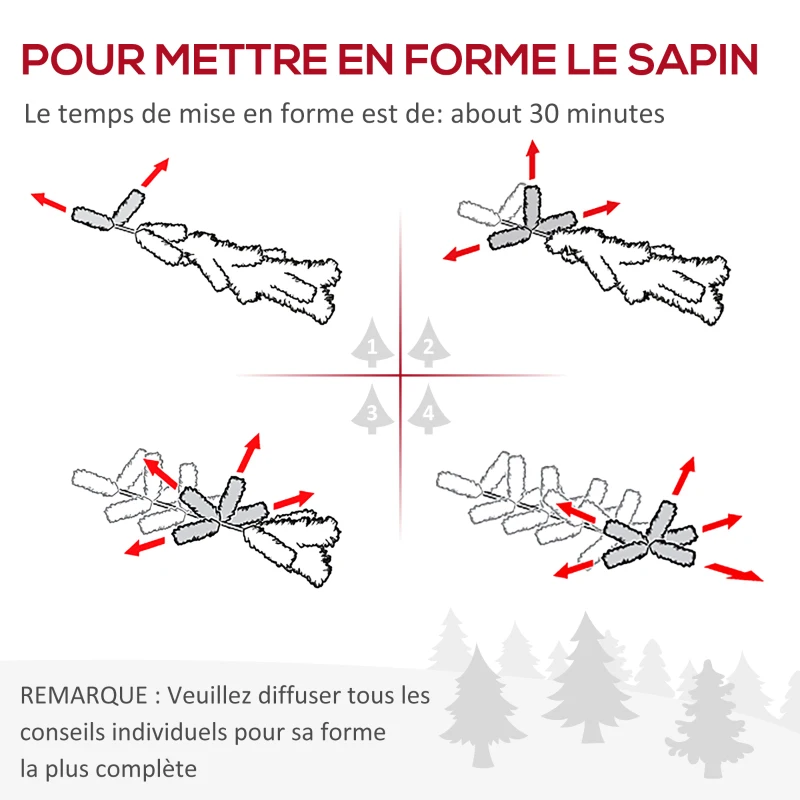 HOMCOM Sapin de Noël artificiel lumineux 180 cm 1705 branches 320 LED - support pied pliable vert