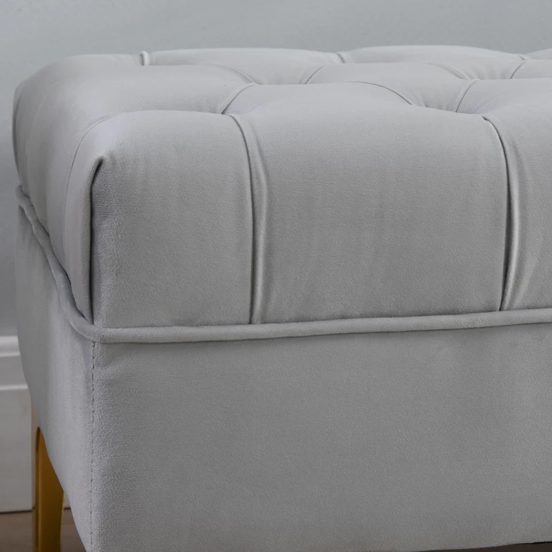 HOMCOM Modern Upholstered bench, End of Bed Bench, Entryway Shoe Bench with Button Tufted for Living Room, Bedroom, Grey(m-12)