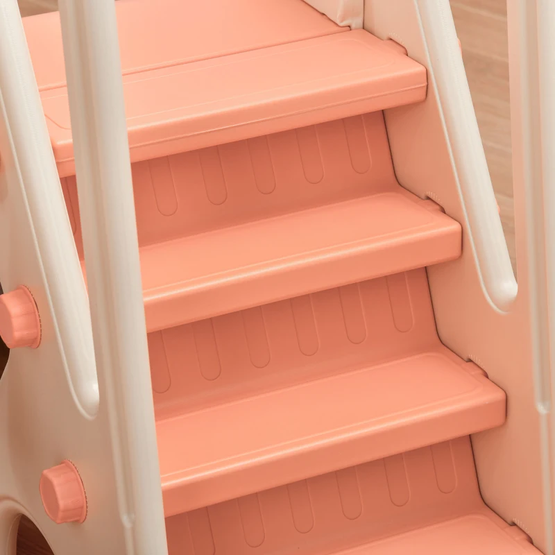 HOMCOM 3 in 1 Design Kids Swing and Slide Set with Basketball Hoop Playground Pink