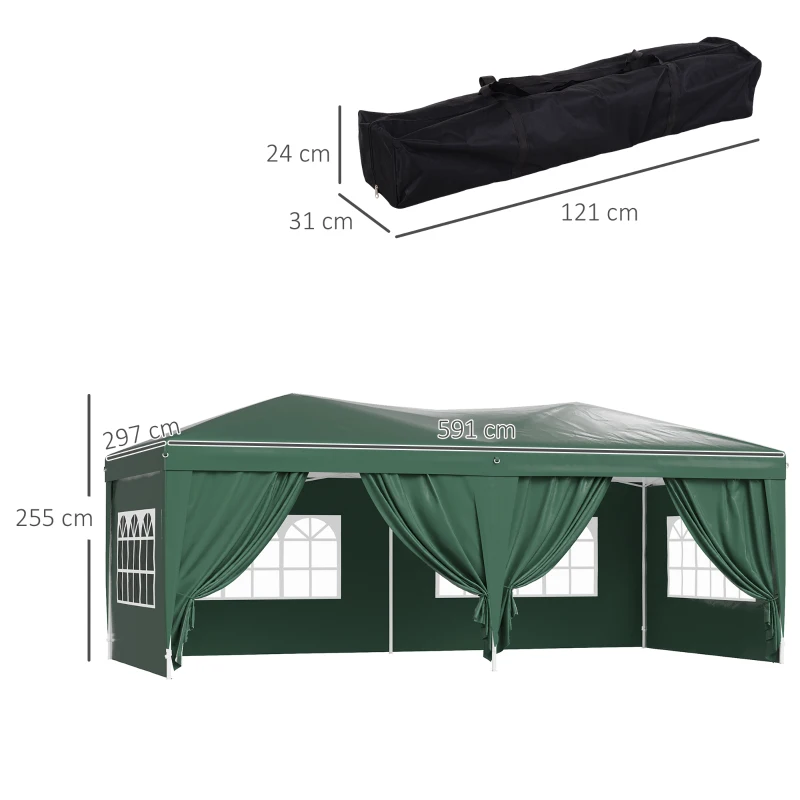 Outsunny 6 x 3m Pop Up Gazebo Marquee, size-Green