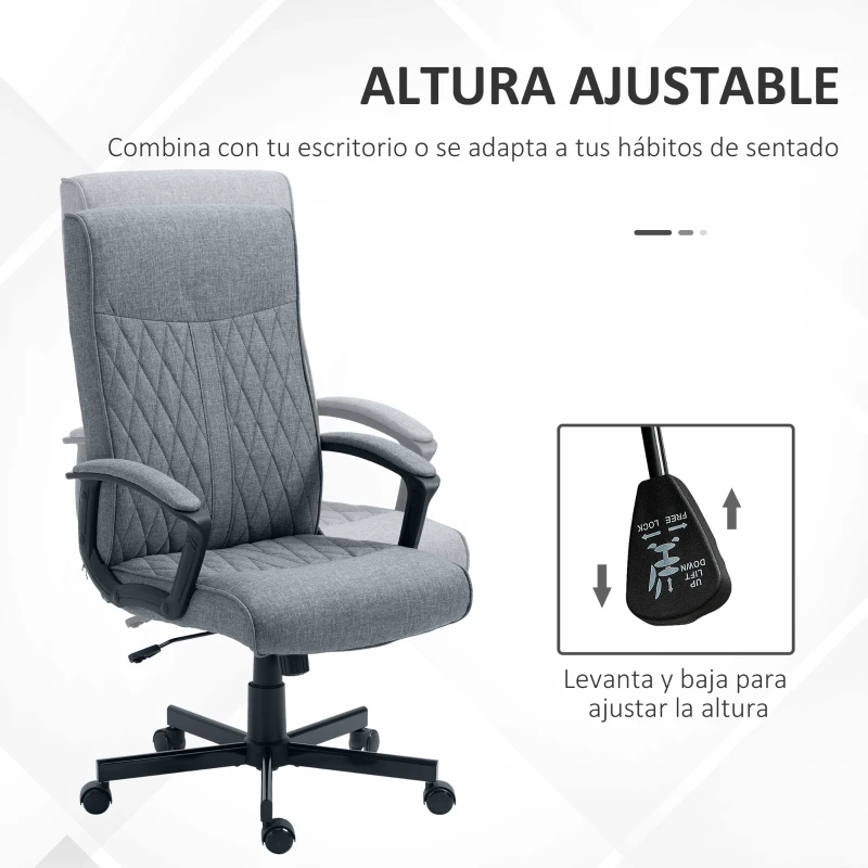 Vinsetto Silla de Oficina con Respaldo Alto Altura Ajustable y Función de Inclinación 65x72x102-112,5 cm Gris Oscuro