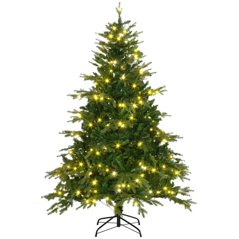 HOMCOM Sapin de Noël artificiel lumineux 180 cm 1705 branches 320 LED - support pied pliable vert