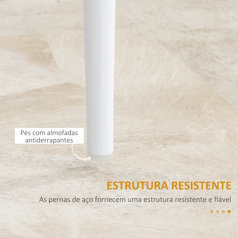 HOMCOM Conjunto de 4 Cadeiras de Sala de Jantar Estofadas em Couro Sintético com Encosto Alto e Pés de Aço 41x50x97cm Branco