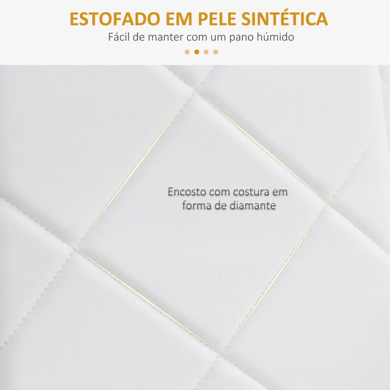 HOMCOM Conjunto de 4 Cadeiras de Sala de Jantar Estofadas em Couro Sintético com Encosto Alto e Pés de Aço 41x50x97cm Branco