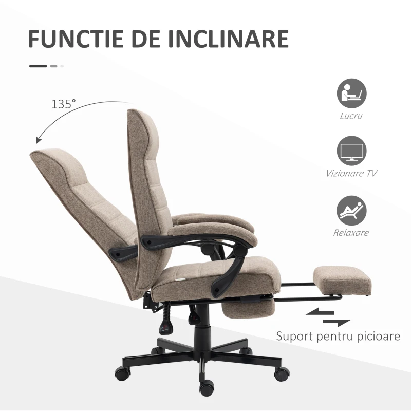 Vinsetto Scaun Birou – Rabatabil, Spatar inalt & Reglabil, Gri