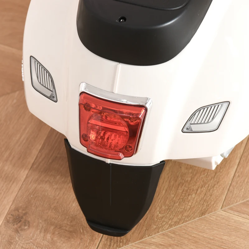 HOMCOM Motocicleta Electrica pentru Copii Baterie 6V Faruri si Claxon 18-36 luni Alba(m-9)