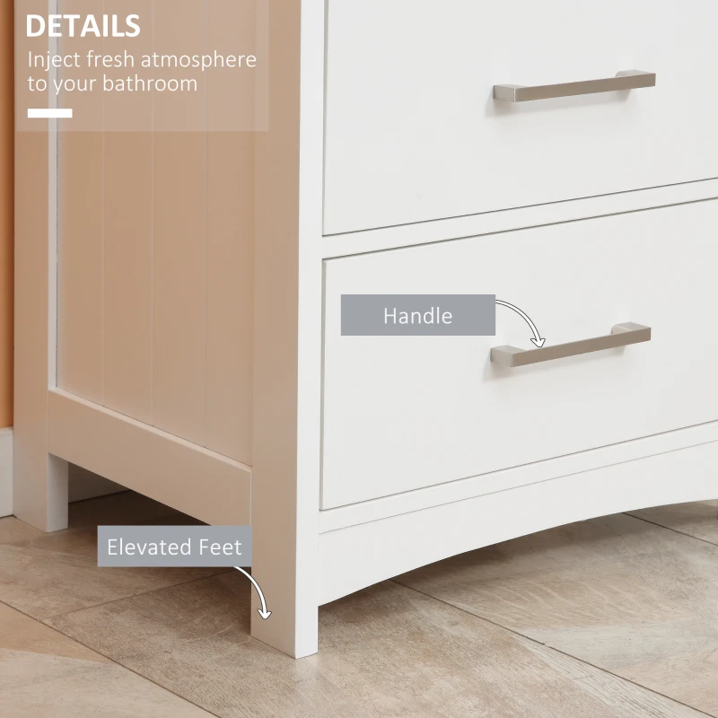 Kleankin Dulapior de Baie cu Raft Deschis si 3 Sertare, Design Ridicat din MDF, 40x33x80cm, Alb(m-6)