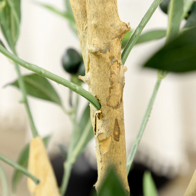 HOMCOM Pianta Artificiale di Ulivo da 180 cm a 12 Rami con Vaso Ø17x14.5 cm, per Interni ed Esterni, Verde