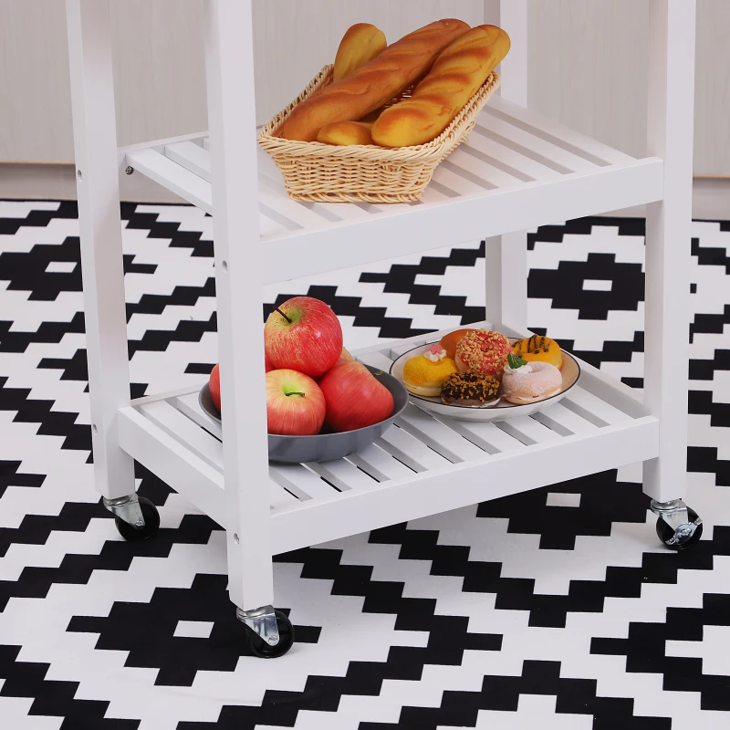 HOMCOM® BAREK KUCHENNY NA KÓŁKACH Z SZUFLADĄ drewniany biały