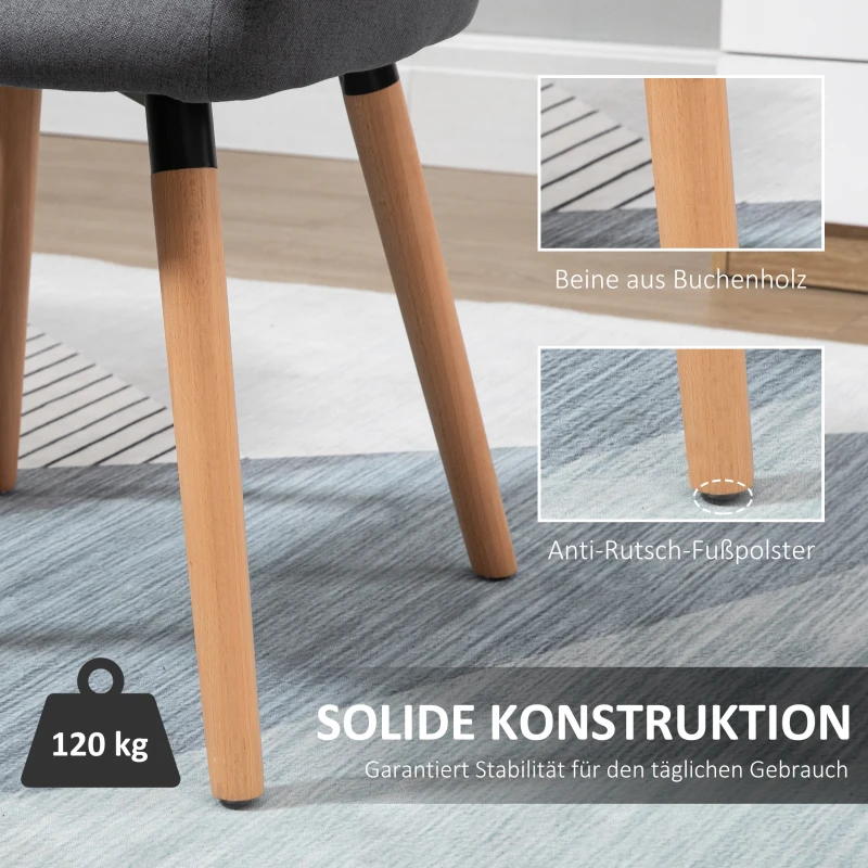 HOMCOM Krzesło do jadalni krzesło do salonu z oparciem antypoślizgowe podkładki ciemnoszary + naturalny