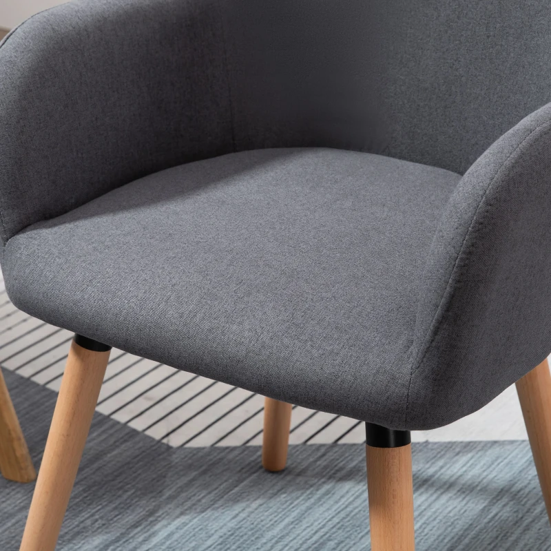 HOMCOM Krzesło do jadalni krzesło do salonu z oparciem antypoślizgowe podkładki ciemnoszary + naturalny