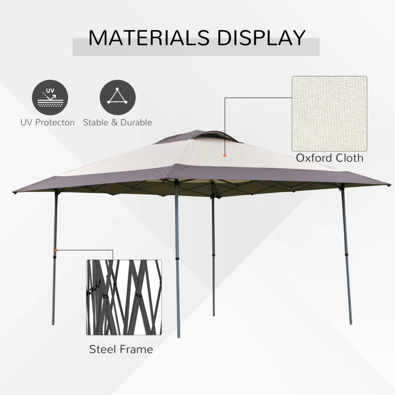 Outsunny 4 x 4m Pop-up Gazebo Canopy Tent with Roller Bag & Adjustable Legs for Outdoor Party, Steel Frame, Brown