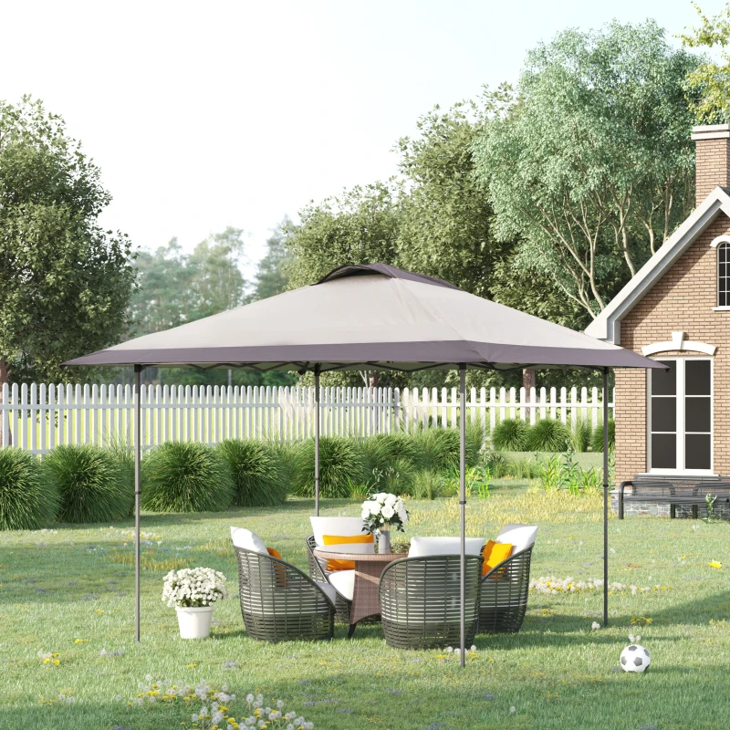 Outsunny 4 x 4m Pop-up Gazebo Canopy Tent with Roller Bag & Adjustable Legs for Outdoor Party, Steel Frame, Brown