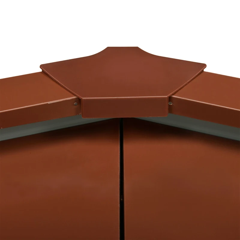 Outsunny Casetta da Giardino Porta Attrezzi in Acciaio con Porte Scorrevoli, 278x195x215cm, Marrone