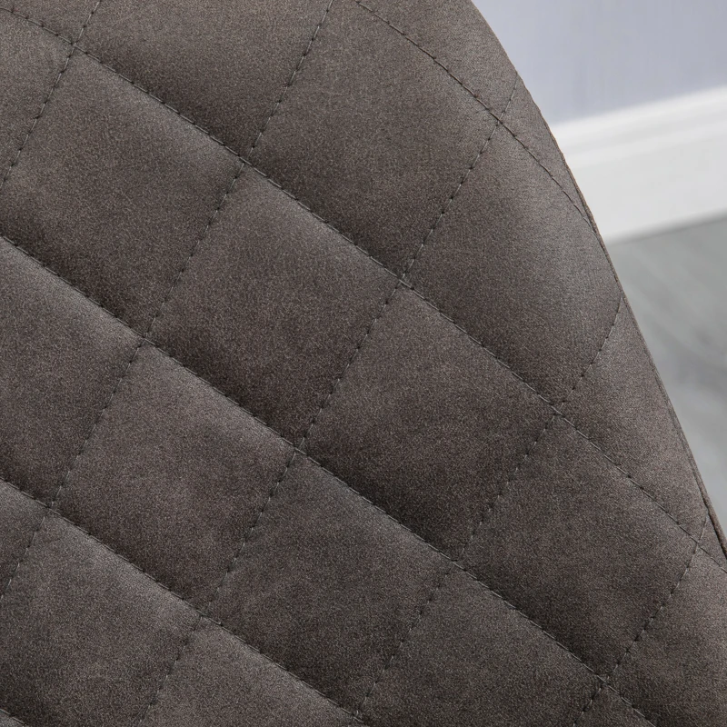 HOMCOM Set Of 2 Bar Stools Vintage Microfiber Cloth Tub Seats Padded Comfortable Steel Frame Footrest Quilted Home Bar Cafe Kitchen Chair Stylish Dark Grey