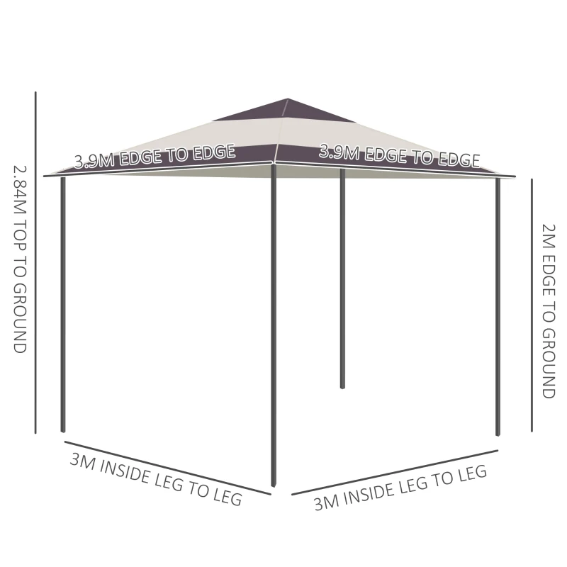 Outsunny 4 x 4m Pop-up Gazebo Canopy Tent with Roller Bag & Adjustable Legs for Outdoor Party, Steel Frame, Brown