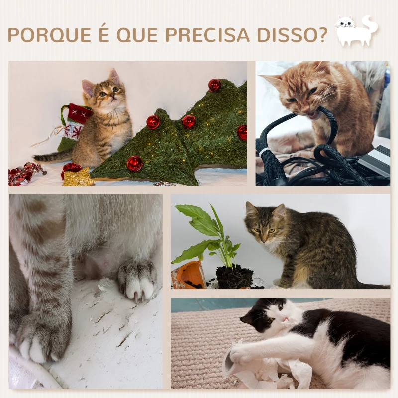 PawHut Prateleiras de Parede para Gatos 3 Peças com Caverna Rede Plataforma e Poste de Sisal Carvalho
