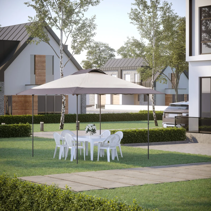 Outsunny 4 x 4m Pop-up Gazebo Canopy Tent with Roller Bag & Adjustable Legs for Outdoor Party, Steel Frame, Brown