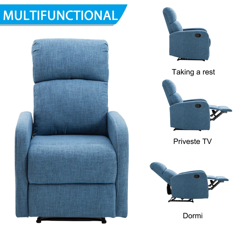 Homcom Fotoliu Relax Albastru – Rabatabil cu Taburet, 125 kg