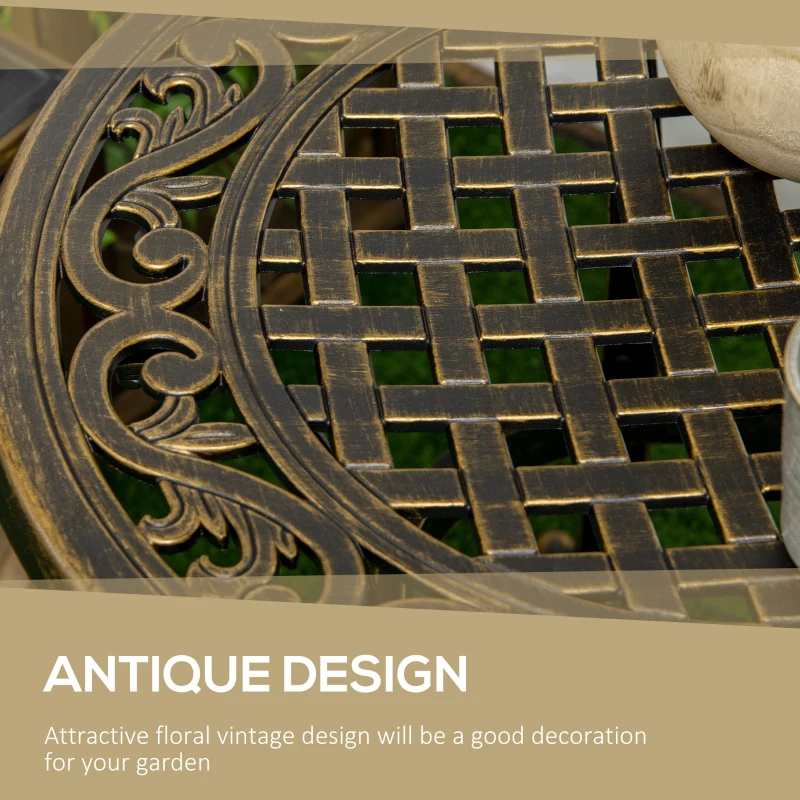 Outsunny Outdoor Garden Table, Cast Aluminium Patio End Table with Anti-slip Foot Pads for Garden, Patio, Balcony, 60 x 52.5cm, Bronze