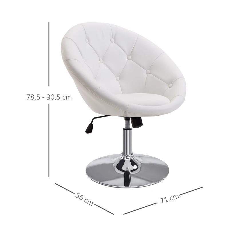 HOMCOM draaikruk kantoorstoel werkkruk verchroomd draaistoel in hoogte verstelbaar 2 kleuren