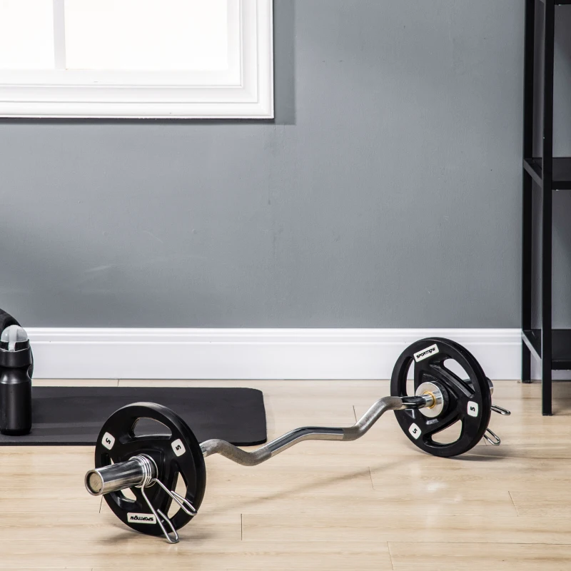 SPORTNOW 2 x 5kg Weight Plates, Tri-Grip Rubber Coated Barbell Weights Set w/ 2" 5cm Holes, for Home, Gym, Lifting and Strength Training