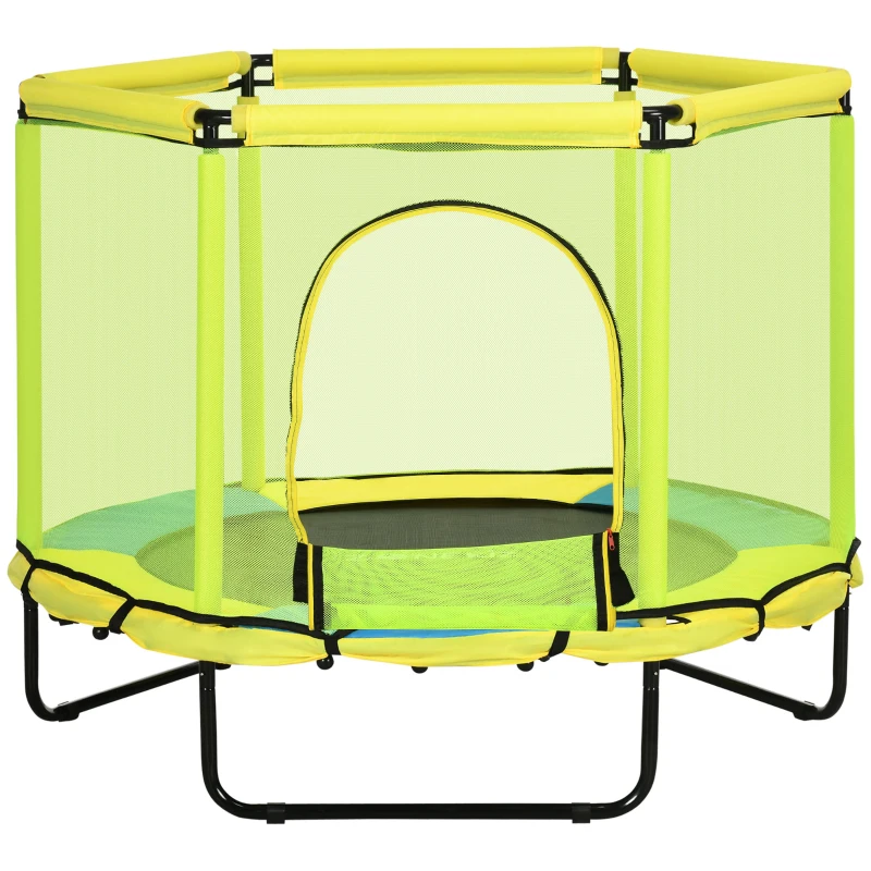 ZONEKIZ 140cm Kids Trampoline, Bungee Gym, with Safety Net, for Ages 3-10 Years - Yellow