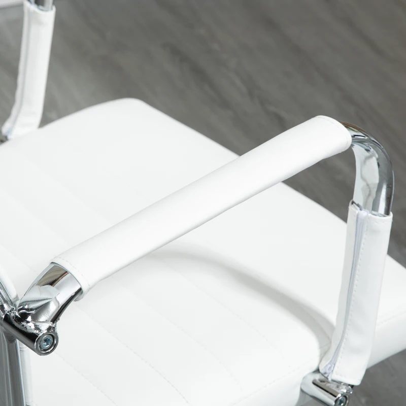 Vinsetto Conference Room Chairs, High Back, Swivel PU Leather, with Arm, Wheels, Adjustable Height, White