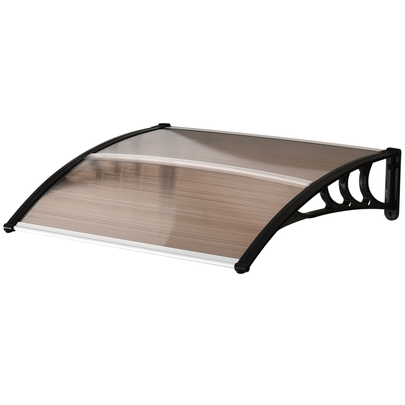 Outsunny Vordach Haustürvordach 120 x 75 cm Pultvordach Überdachung Polycarbonat Polycarbonat Braun