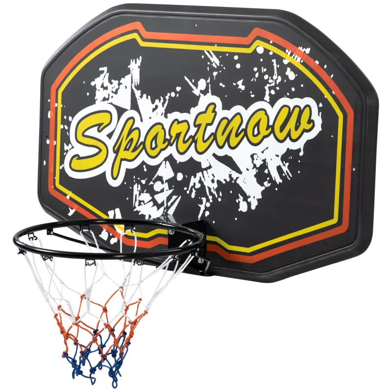 SPORTNOW Wall Mounted Basketball Hoop, Mini Basketball Hoop and Backboard Set for Teenagers and Adults, Outdoors and Indoors Door and Wall Use, Red and Yellow