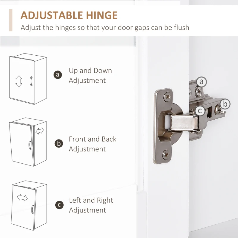 HOMCOM Freestanding Kitchen Cupboard, Storage Cabinet with Doors and Adjustable Shelves, Counter Top, Grid Glass Doors, 80L x 37W x 183H cm - White