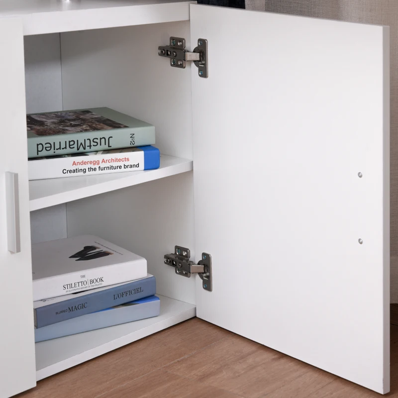 HOMCOM Rotating Corner Table Display Shelf Combo L-Shaped I-Shape Computer Desk Home Office, White