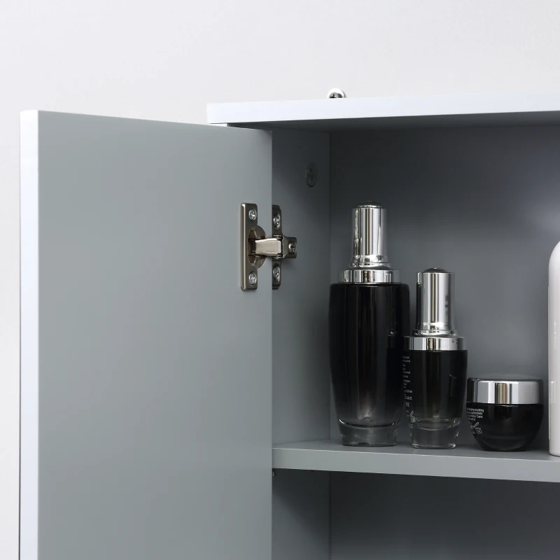 HOMCOM Wall Mounted Mirror Cabinet with Storage Shelf Bathroom Cupboard Double Door Grey
