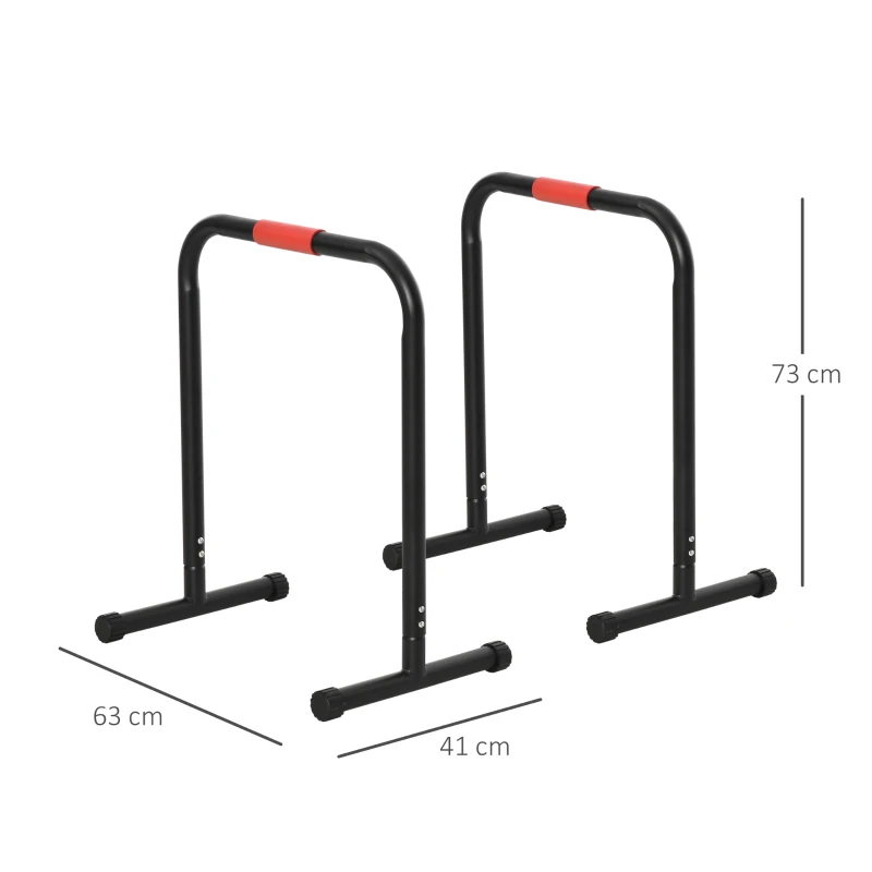 HOMCOM Barres à dips barres de musculation Fitness poignées ergonomiques et pieds antidérapants noir et rouge