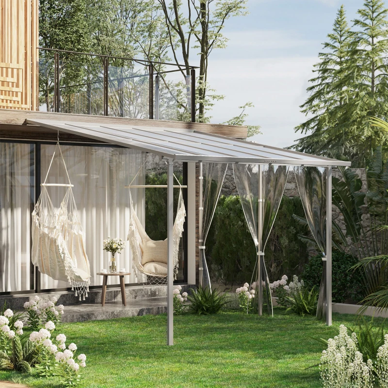 Outsunny Pergola, größenverstellbar, wetterbeständig, 300 cm x 300 cm x 273 cm, Weiß + Transparent