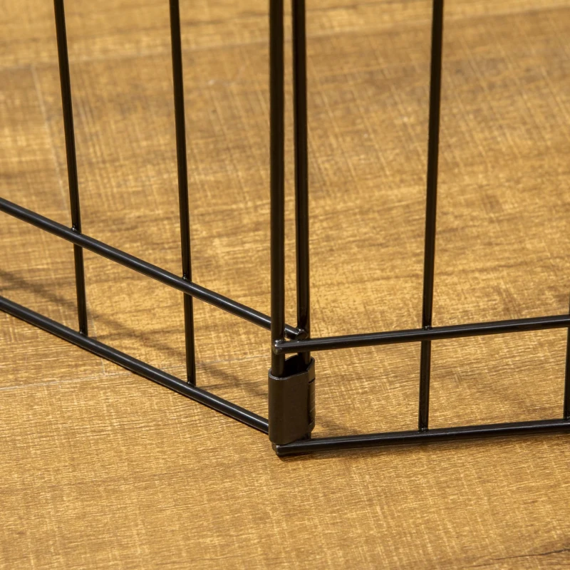 PawHut Recinto per Cani Gatti Cuccioli Roditori Recinzione Rete Gabbia 8 Pezzi 76 x 61cm Nero