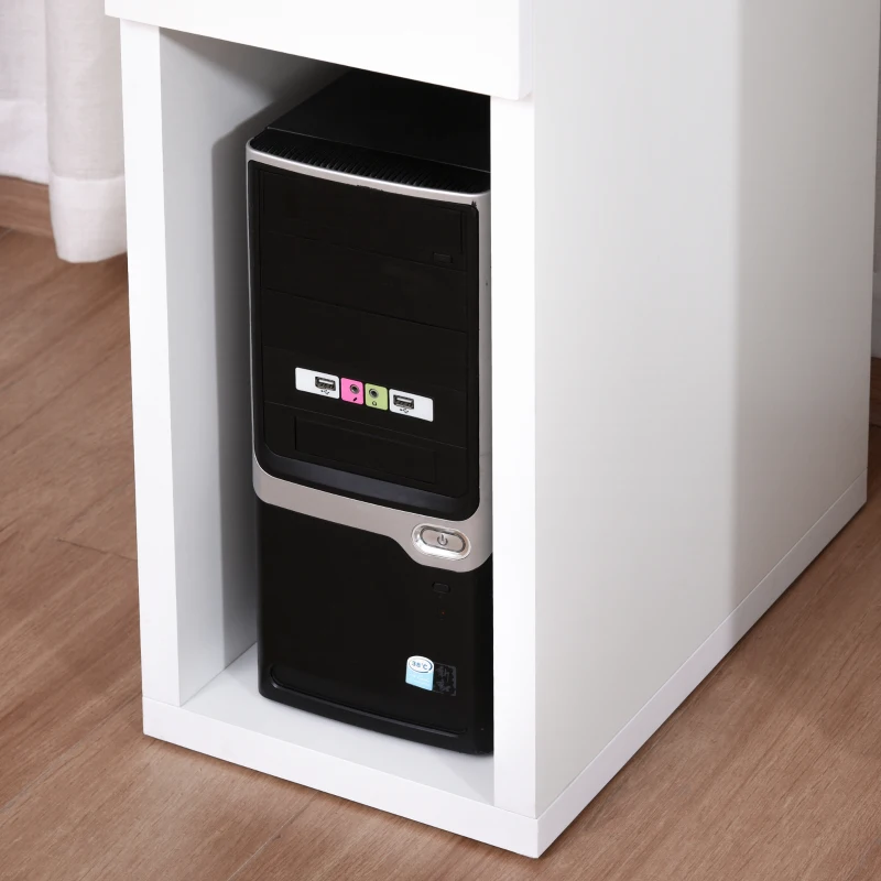 HOMCOM Rotating Corner Table Display Shelf Combo L-Shaped I-Shape Computer Desk Home Office, White